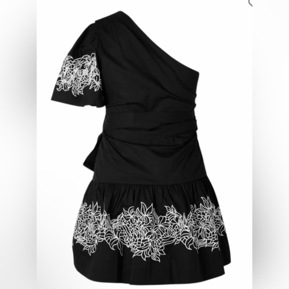 TANYA TAYLOR "Amber" Embroidered One Shoulder Mini Dress Plus Sz 22 $495 - Picture 3 of 5